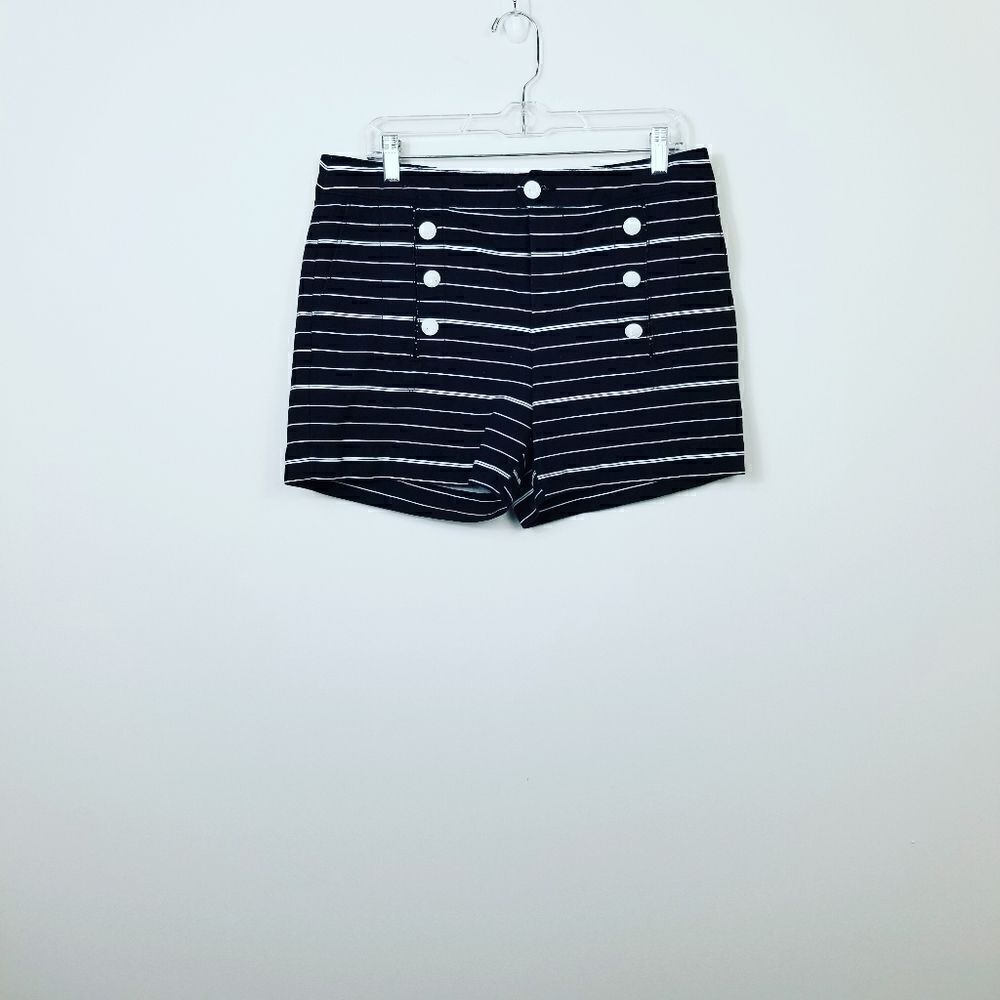 Tommy Hilfiger Nautical Striped High-Rise Shorts Black White – Size 10